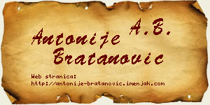 Antonije Bratanović vizit kartica